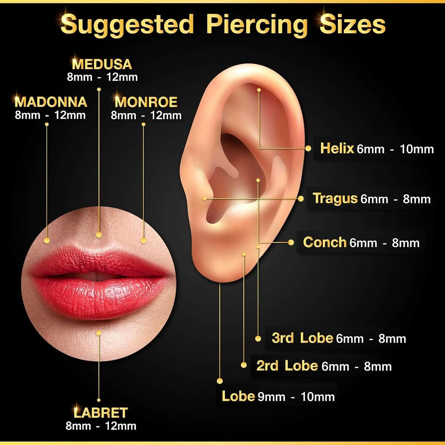Acrylic Push In Lip Rings 16 gauge 1/4 6mm 2mm Crystal Vertical Labret Earrings Labret Nose Piercing Jewelry See More Colors