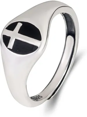 Adjustable Cross Ring,925 Sterling Silver Religious jewelry Gift for Her Inspiration Christian Ring Faith Hope Love Cross Ring,Popular Retro Punk Style