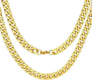 AHIER Gold Chain Necklace, 20" Gold Necklace, Necklace for Men, Ultra Luxury Look& Feel Real Solid 14k Gold plated Curb Fake Chain Necklace 10mm