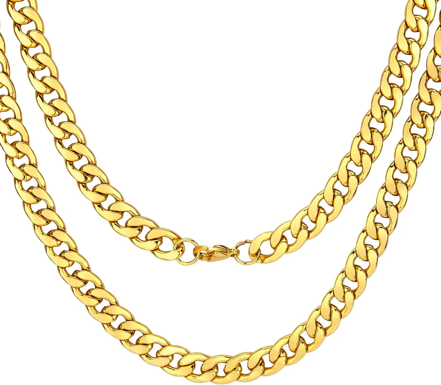 AHIER Gold Chain Necklace, 20" Gold Necklace, Necklace for Men, Ultra Luxury Look& Feel Real Solid 14k Gold plated Curb Fake Chain Necklace 10mm