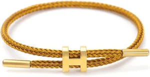 AIMADE Bracelets for Women Adjustable Charm Bracelet, 18k Gold-plated Buckle Design Titanium Steel Wire Rope Women's Gift Jewelry