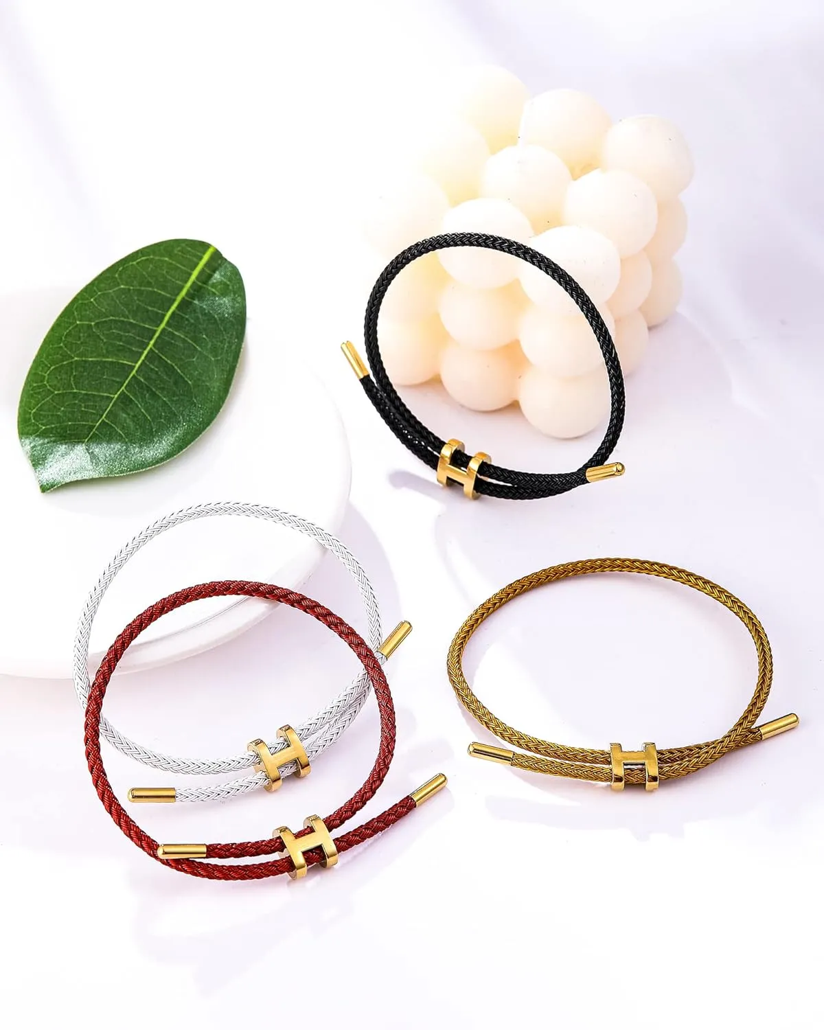 AIMADE Bracelets for Women Adjustable Charm Bracelet, 18k Gold-plated Buckle Design Titanium Steel Wire Rope Women's Gift Jewelry