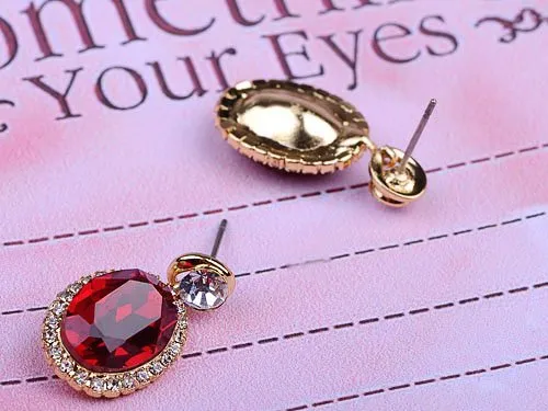 Alilang Red Ruby Clear Swarovski Crystal Rhinestone Earring Necklace Jewelry Set