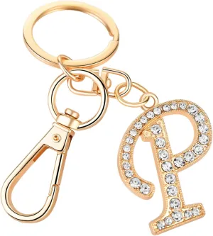 AlphaAcc Keychain for Women Purse Charms for Handbags Crystal Alphabet Initial Letter Pendant with Key Ring
