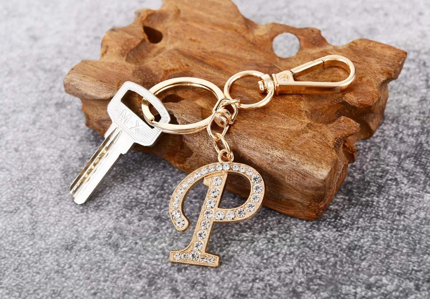 AlphaAcc Keychain for Women Purse Charms for Handbags Crystal Alphabet Initial Letter Pendant with Key Ring