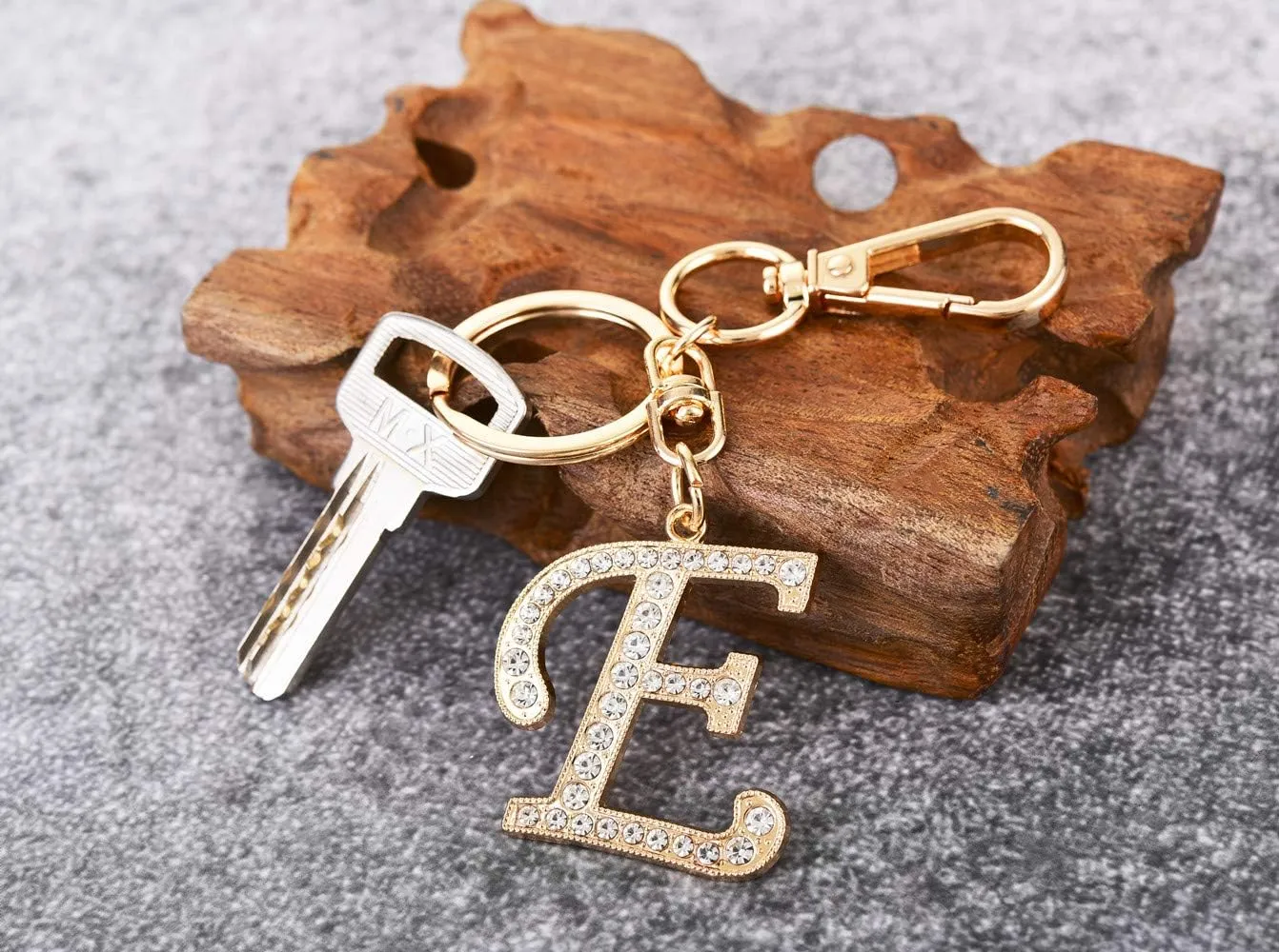 AlphaAcc Keychain for Women Purse Charms for Handbags Crystal Alphabet Initial Letter Pendant with Key Ring