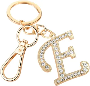 AlphaAcc Keychain for Women Purse Charms for Handbags Crystal Alphabet Initial Letter Pendant with Key Ring