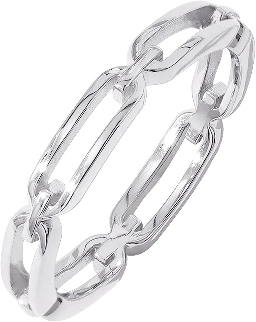 Amazon Essentials 14K Gold or Rhodium Plated Sterling Silver Chain Link Band Ring