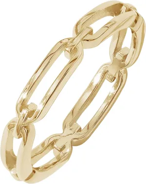 Amazon Essentials 14K Gold or Rhodium Plated Sterling Silver Chain Link Band Ring