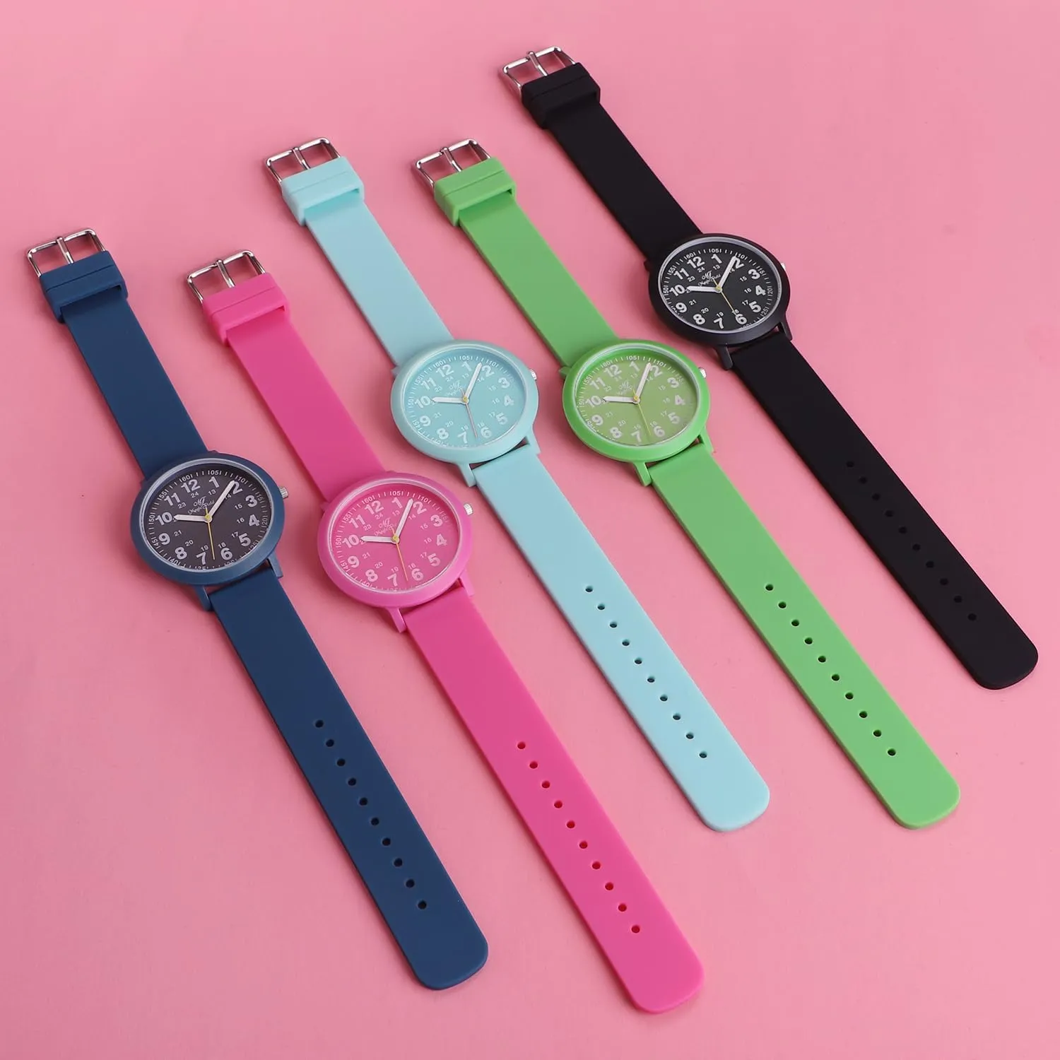 Analog Watch Eco Color Recyclable Plastic Watch with Recycled Silicone Strap Unisex, Easy Read Dial Watch Water Resistant