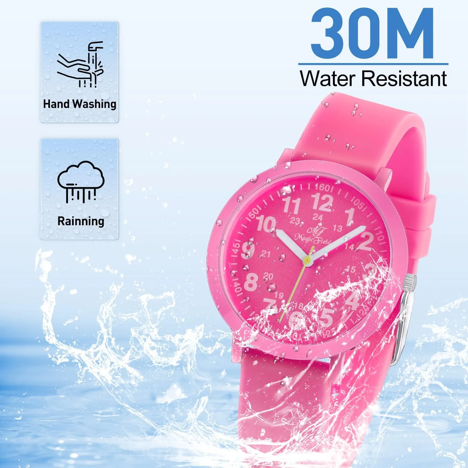 Analog Watch Eco Color Recyclable Plastic Watch with Recycled Silicone Strap Unisex, Easy Read Dial Watch Water Resistant