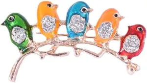Animal Colorful Little Birds Brooch Pins Alloy Crystal Brooch Jewelry Gifts for Women