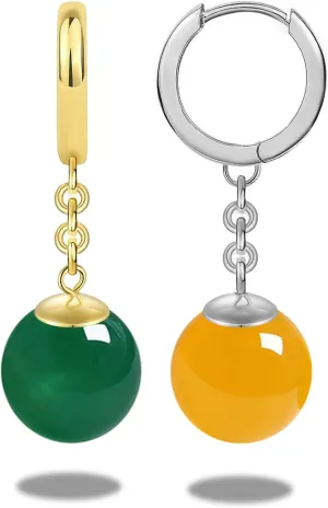 Anime Goku Potara Ball Dragon Z Black Vegetto Cosplay Sterling Silver Drop Hoop Earrings for Men Women Hypoallergenic Plated Gold Green Nature Onyx Crystal Jewelry Gifts