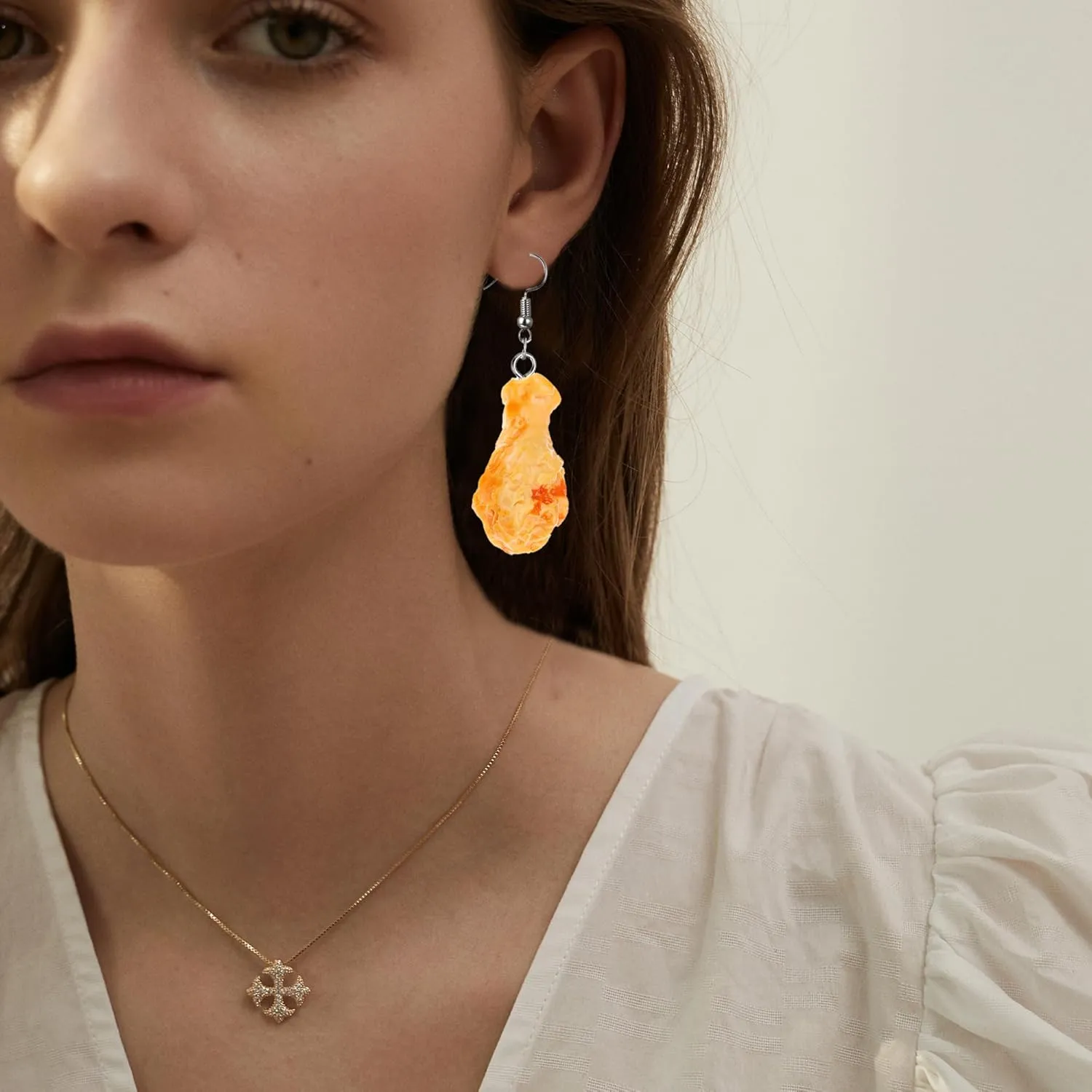 Anmpab Funny Imitation Food Earrings for Women French Fried Chicken Leg Chicken Chunks Fries Shrimp Tail Drop Dangle Earrings Creative Jewelry