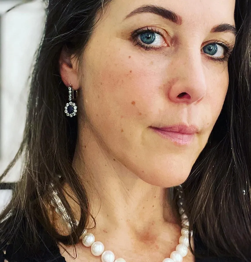 Antique Austro Hungarian Sapphire & Diamond Earrings by Kollin