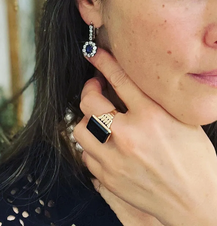 Antique Austro Hungarian Sapphire & Diamond Earrings by Kollin