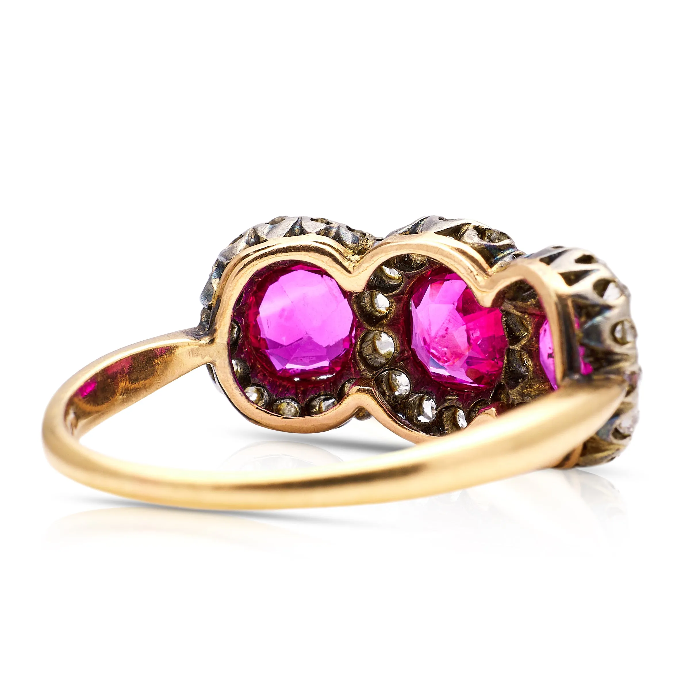 Antique Burmese ruby & diamond cluster ring