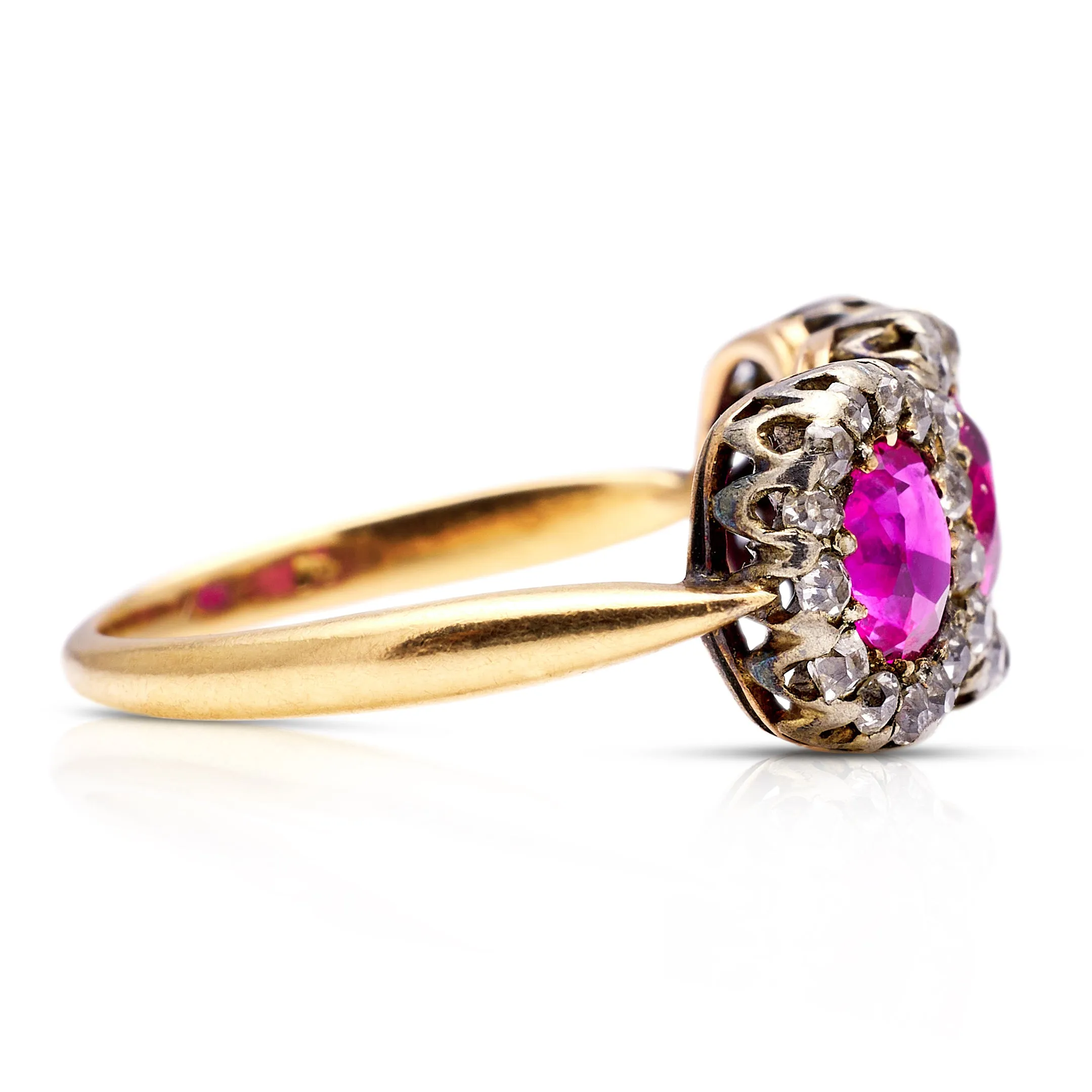 Antique Burmese ruby & diamond cluster ring