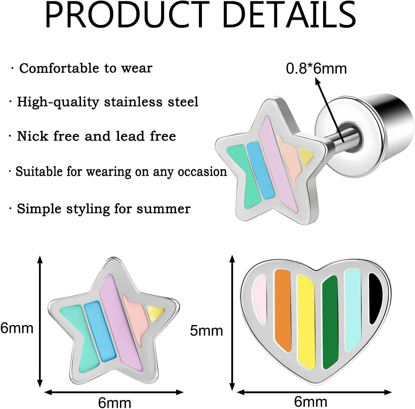 AOEDEJ 2 Pairs Stainless Steel Earrings for Women Cute Hypoallergenic Earring Studs Hypoallergenic Birthday Gift for Women