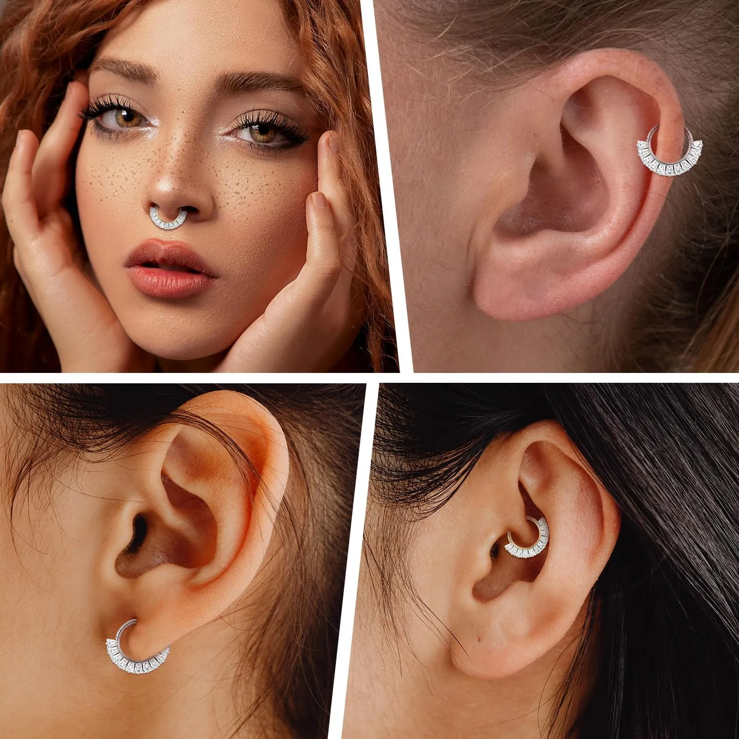 AROWRO Septum Jewelry 16G 316L Surgical Steel Septum Ring Nose Rings Hoops for Men Women Septum Piercing Jewelry Daith Earring Cartilage Tragus Rook Ear Lobe Piercing Jewerly