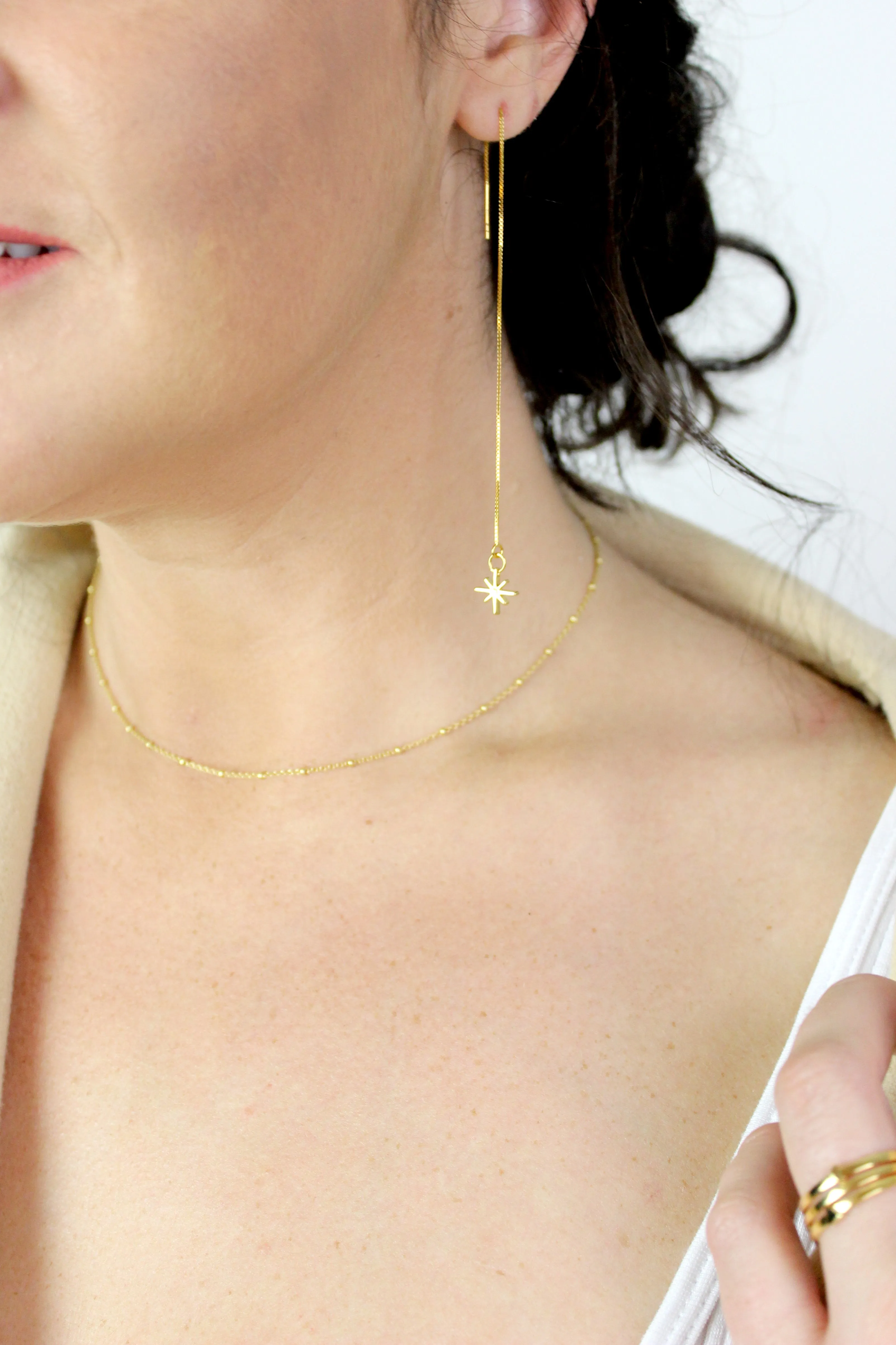 Awake // Satellite Chain Choker Necklace, Sterling Silver, Gold Choker / BH-N034