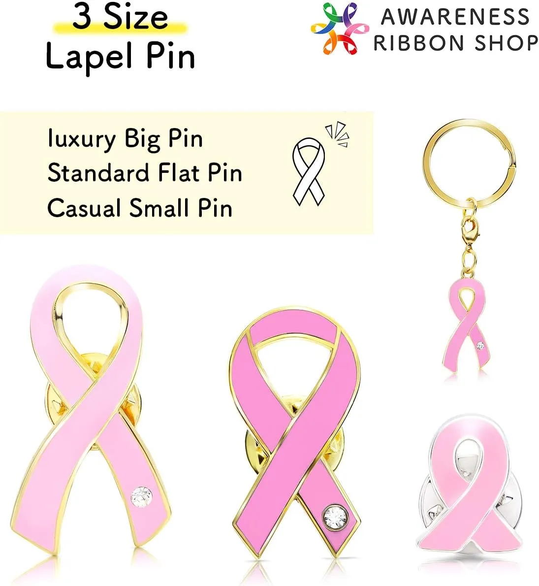 AWARENESS RIBBON Lapel Pin Rhinestone