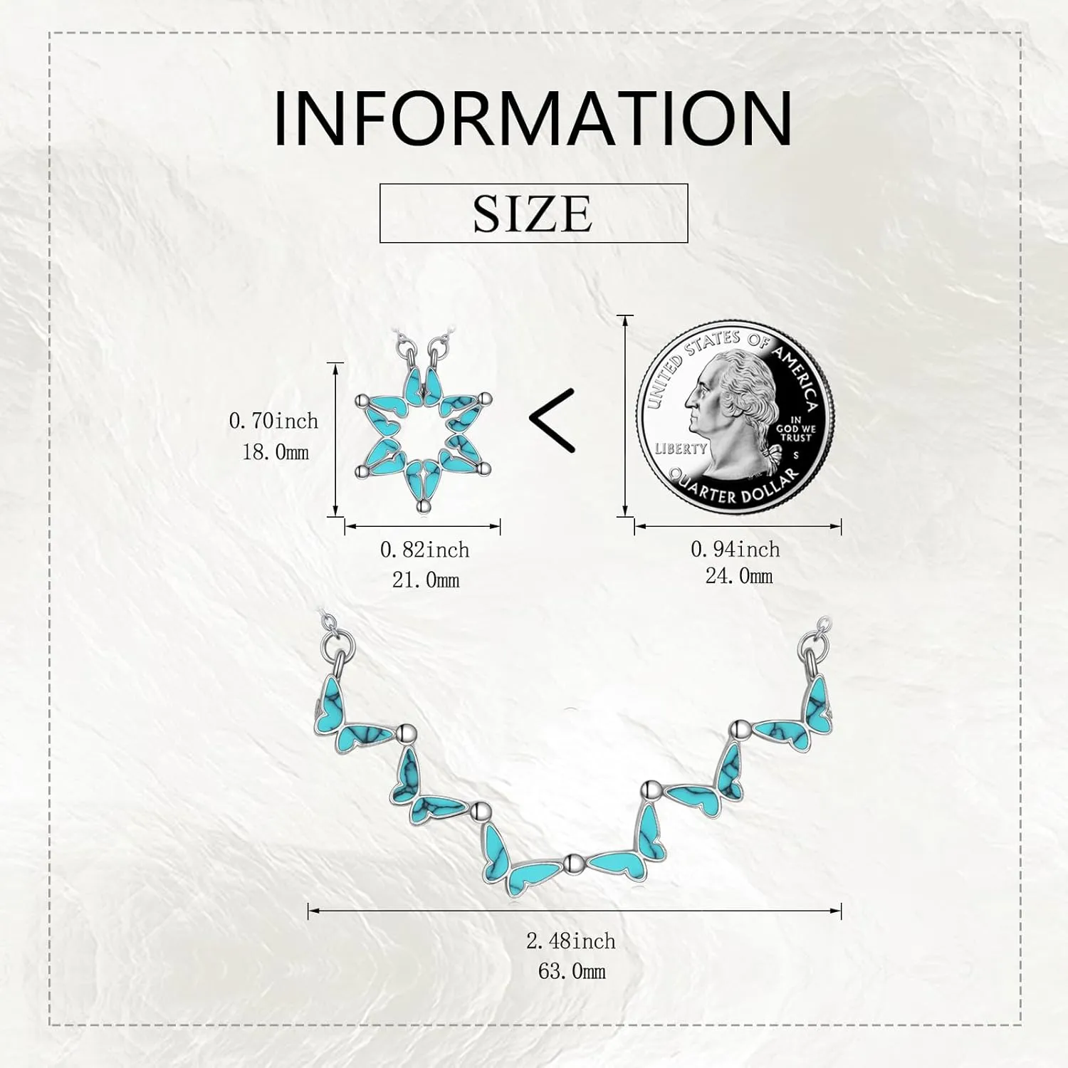 AXELUNA Star of David Necklace Sterling Silver Butterfly Magnetic Folding Hexagram Pendant Necklace Jewellery for Women