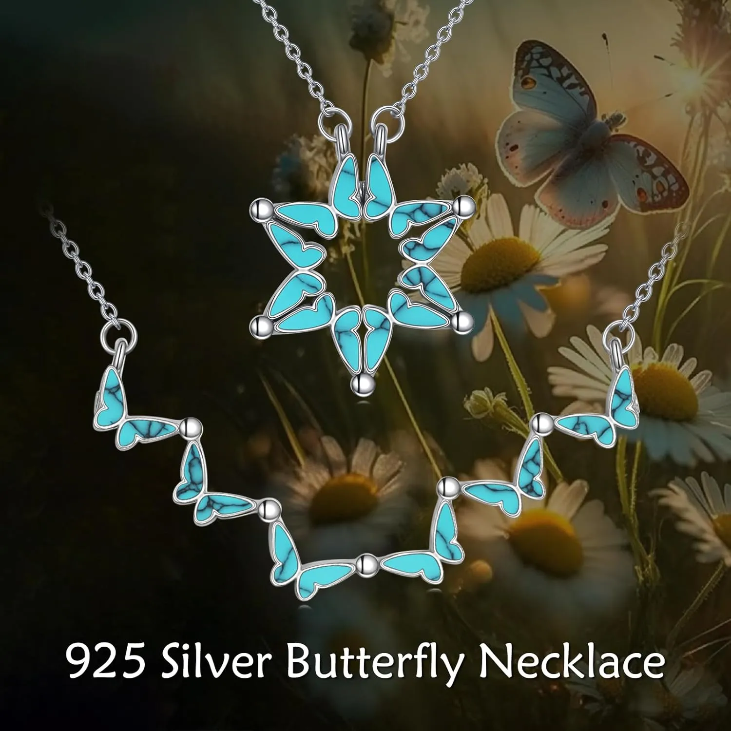 AXELUNA Star of David Necklace Sterling Silver Butterfly Magnetic Folding Hexagram Pendant Necklace Jewellery for Women