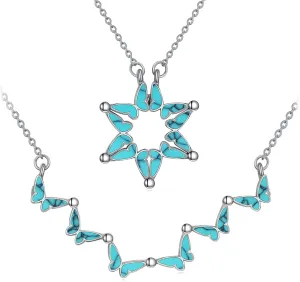 AXELUNA Star of David Necklace Sterling Silver Butterfly Magnetic Folding Hexagram Pendant Necklace Jewellery for Women