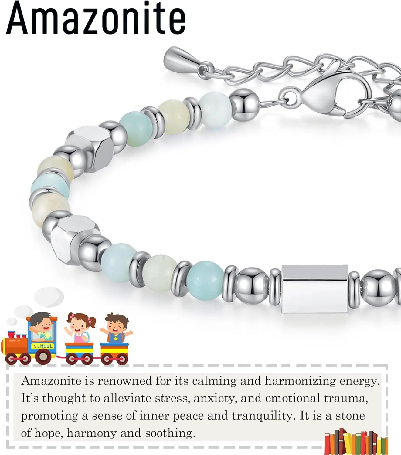 Back to School Gifts, Tiny Natural Stone First Day of School Back to School Bracelet Gifts for Girls Students Daughter Granddaughter Niece Sister Friend