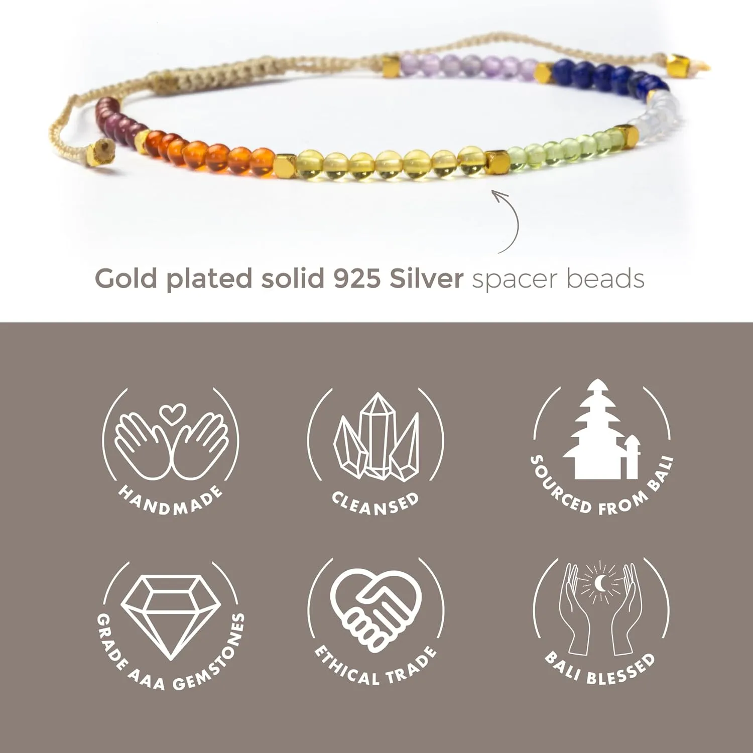 BALIPURA Aura Bracelet Collection for Women - 2mm SMALL (TINY) BEADS, Healing Crystals, Gemstones, and 925 Solid Silver Beads - Essential Women's Real Stone Bracelets