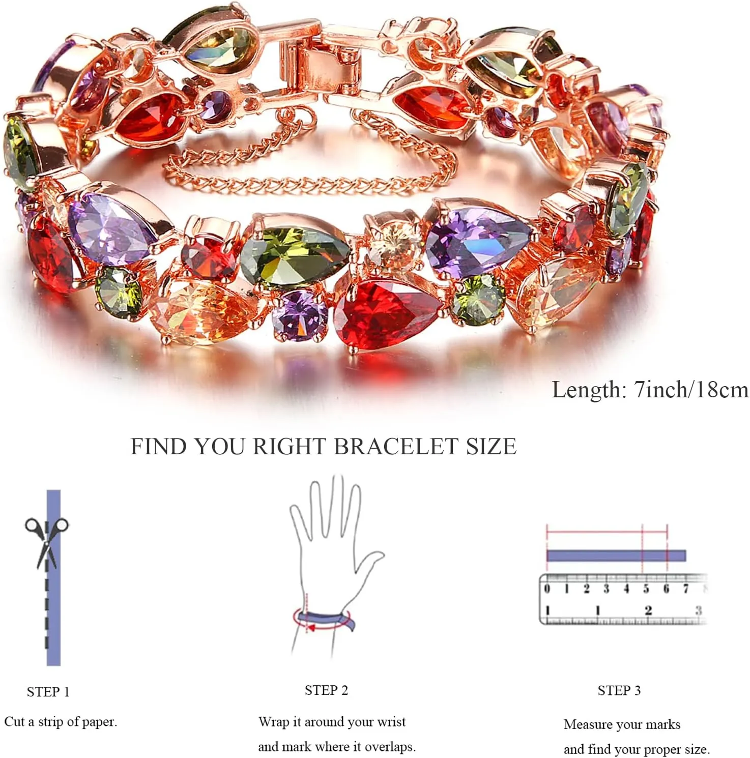 Bangle Bracelets for Women,Created Garnet Amethyst Peridot Morganite Gemstone Necklace Earrings Ring Bracelets Rose Gold Plated,Jewelry Sets Mother's Day Gifts