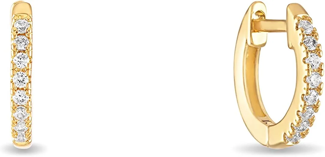 Barzel 18K Gold Plated Cubic Zirconia Huggie Cuff Earrings For Women