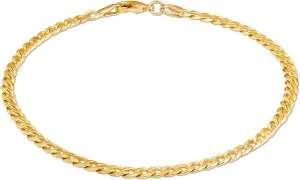 Barzel 18K Gold Plated Curb/Cuban Link Chain Bracelet - Made In Brazil