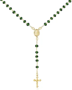 Barzel 18K Gold Plated Rosary Beaded Necklace, Virgin Mary Necklace, Guadalupe Necklace, 18 Inches with 2 Inch Extension, Waterproof, Tarnish Free, Made in Brazil