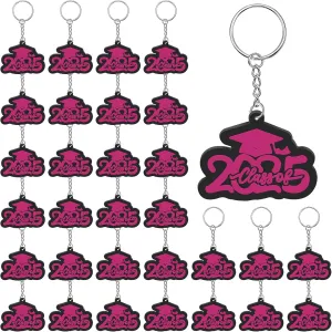 Batiyeer 30 Pack Class of 2025 Graduation Keychains, Grad Cap Charms Rubber Key Chains Graduation Gifts