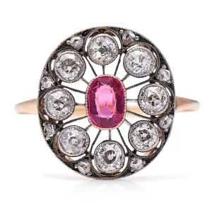 Belle Époque ruby & diamond cluster ring