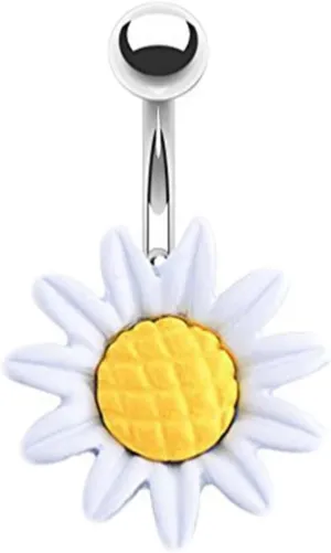 Belly Button Ring, Belly Button Rings Sunflower Stainless Steel Navel Piercing Body Jewelry Cool Gifts for Women