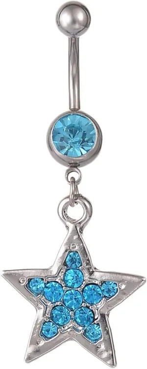 Belly Rings for Women Hypoallergenic, Stainless Steel Piercing Jewelry Belly Button Rings Body Star Shape with Cubic Zirconia