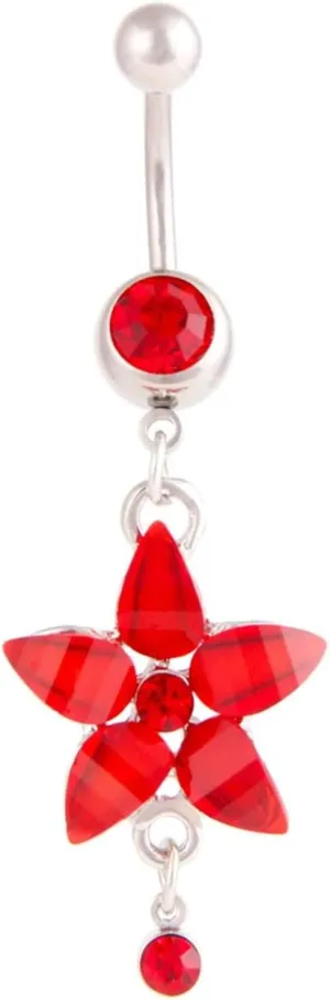 Bellybuttons Rings Flower, Belly Piercing Dangle Stainless Steel Navel Ring Body Jewelry Cubic Zirconia