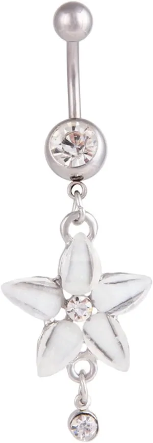 Bellybuttons Rings Flower, Belly Piercing Dangle Stainless Steel Navel Ring Body Jewelry Cubic Zirconia