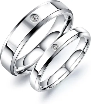 Best Friend Ring Men, Rings Stainless Steel Teen Silver Ring with Zirconia Engagement Gifts for Husband