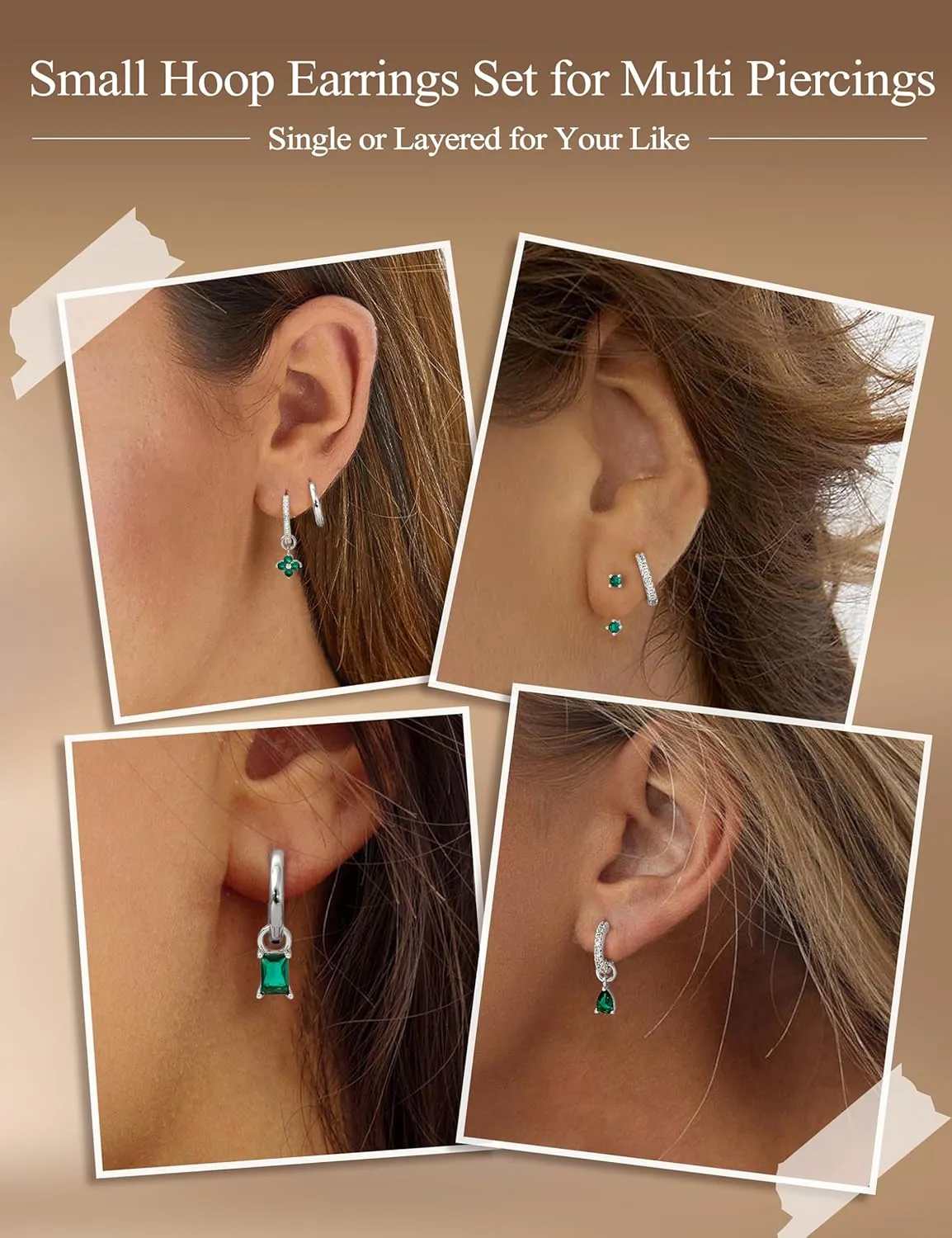 Besteel Small Gold Hoop Earrings for Women  Hypoallergenic 14K Gold Plated Hoops Cartilage Earring Sets for Multiple Piercing Dainty Silver Huggie Stud Earring Stacks with Charm