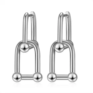 BG&WLing 18K Gold Plated Link Earrings for Women, Paperclip Link Chain Earrings Double Hoop Dangle Earrings Trendy Jewelry Gift for Her