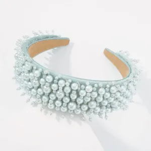 BIEMBI Hair Jewelry Crown Tiaras for Women Handmade Imitation Pearl Hairband Women Elegant White Full Pearl Beads Headband Bridal Crown Hair Hoop Hair Accessories Wedding (Color : 9)