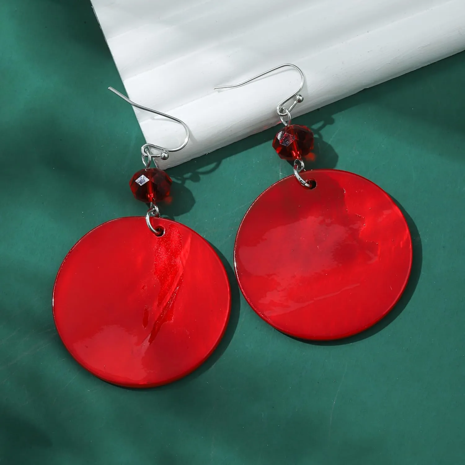 Big Natural Shell Drop Earrings Trendy Fashion Red Green Teal Pendant Dangling Earring for Women