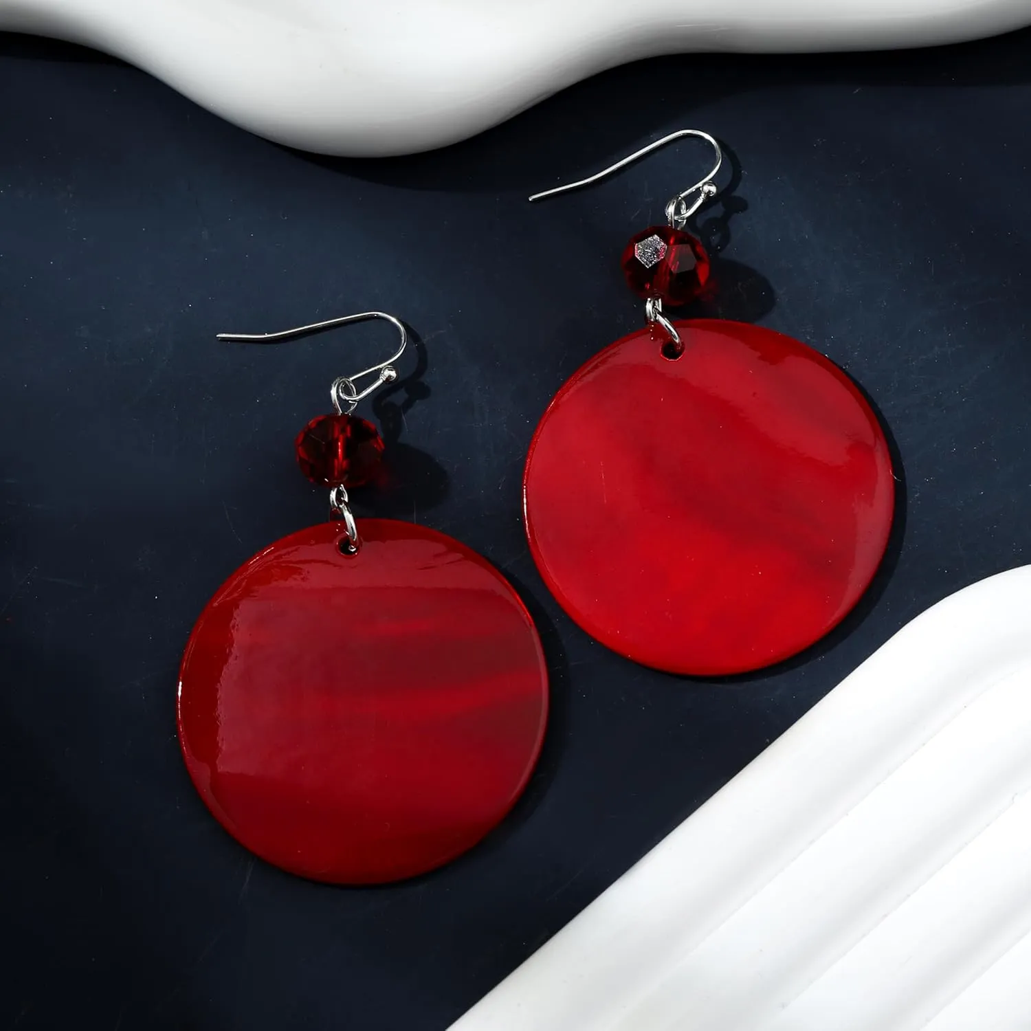 Big Natural Shell Drop Earrings Trendy Fashion Red Green Teal Pendant Dangling Earring for Women