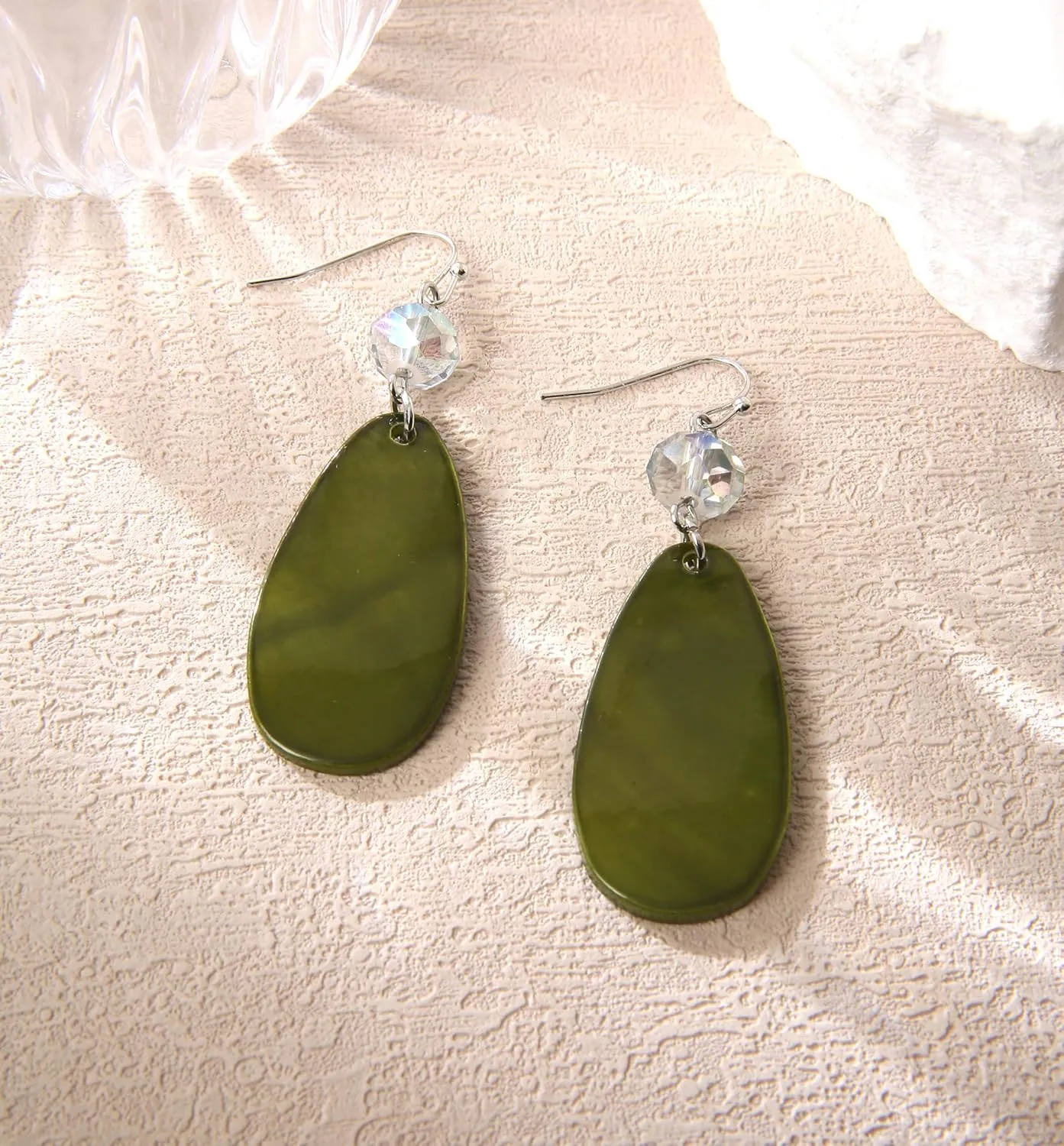 Big Natural Shell Drop Earrings Trendy Fashion Red Green Teal Pendant Dangling Earring for Women