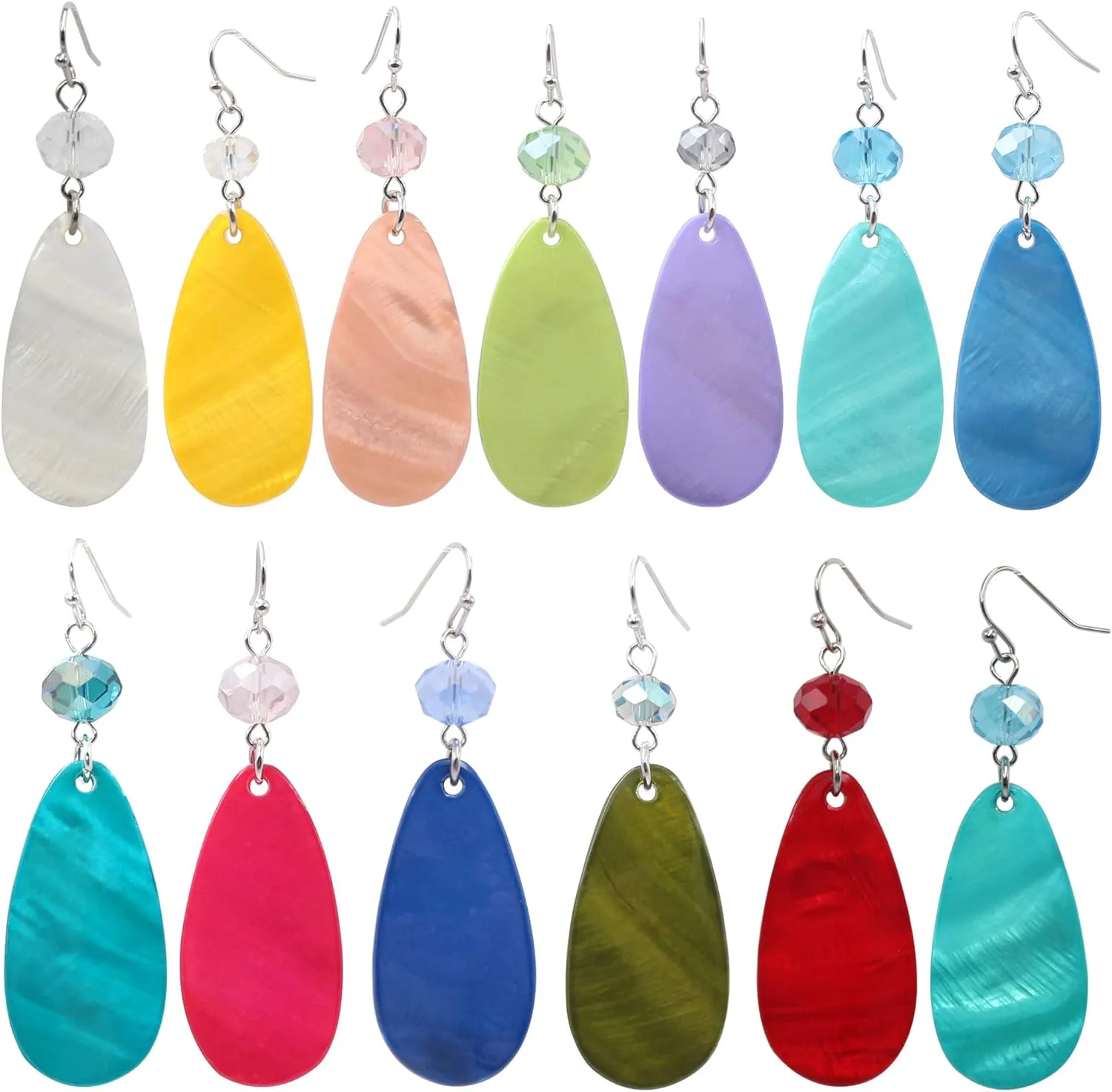 Big Natural Shell Drop Earrings Trendy Fashion Red Green Teal Pendant Dangling Earring for Women