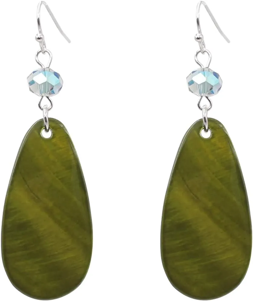 Big Natural Shell Drop Earrings Trendy Fashion Red Green Teal Pendant Dangling Earring for Women